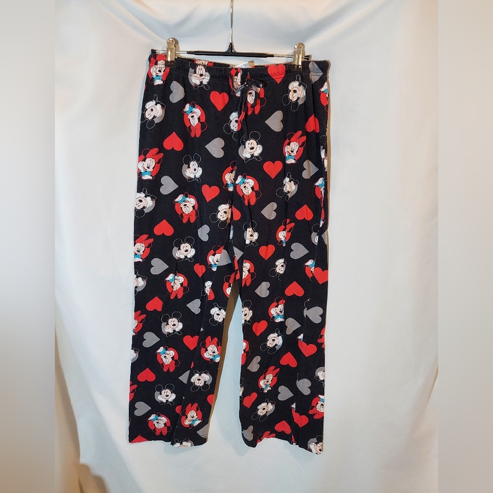 Disney Mickey & Minnie Mouse Cotton Pajama Bottoms - Black and Red